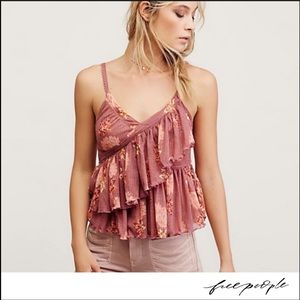 Free People Pink Melbourne Floral Print Tank